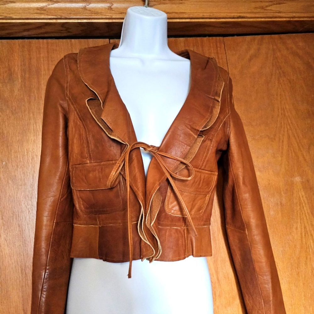Soft fine leather petite woman's leather jacket